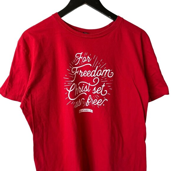 Urban Outfitters Tops - Freedom Christ Set Us Free Jesus T Shirt Medium M Red Graphic Tee